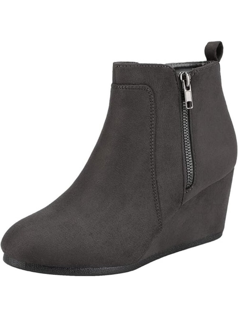 Dream Pairs Size 9 Ankle Booties Wedge Heel Faux Suede Round Toe Side Zipper